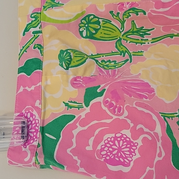 LILLY PULITZER Cropped Pink White Green Yellow Flower Print Pants Size 2 - Picture 6 of 13